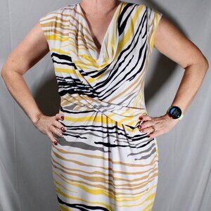 Donna Ricco Yellow & Black Stripe Dress - Size 8